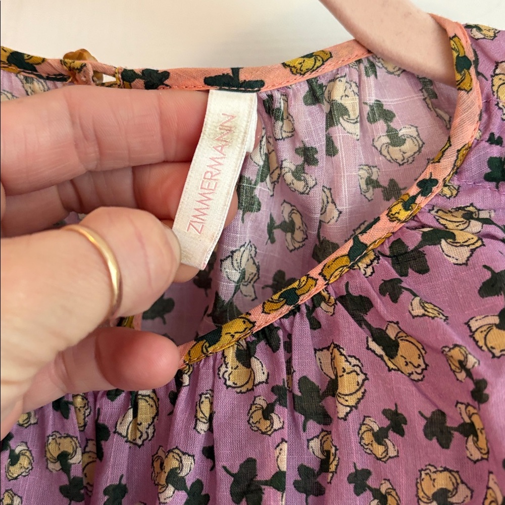 Zimmermann Girls Floral Dress in Purple and Yellow - Picture 6 of 9